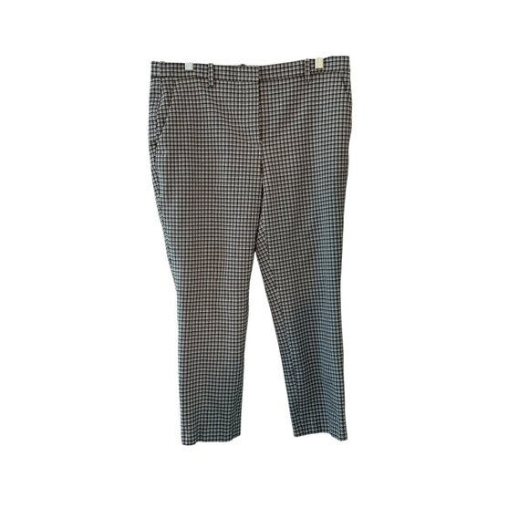 Theory Womens Slim Fit Blue black & White Checkered Dress Pants strech cropped s - Picture 1 of 7